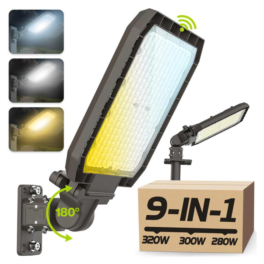 LED Parking Lot Light Adjustable 320W 300W 280W & 4000K 5000K 5700K,Timer Dimming & Photocell,51200LM(160LM/W), Arm & Slip Fitter in 1,IP65 Waterproof & ETL Listed for Street & Area Lighting
